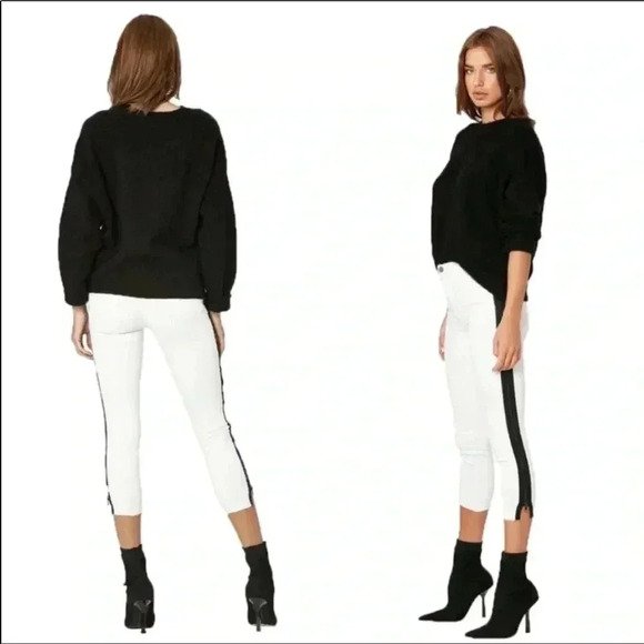 Etienne Marcel Los Angeles White Blk striped Jeans Sz 24 - Picture 1 of 12